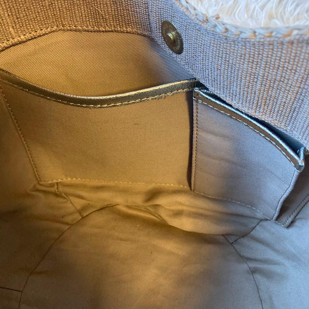 美品　VIOLAd'ORO ヴィオラドーロ　ラフィア　カゴバッグ　革　天然素材