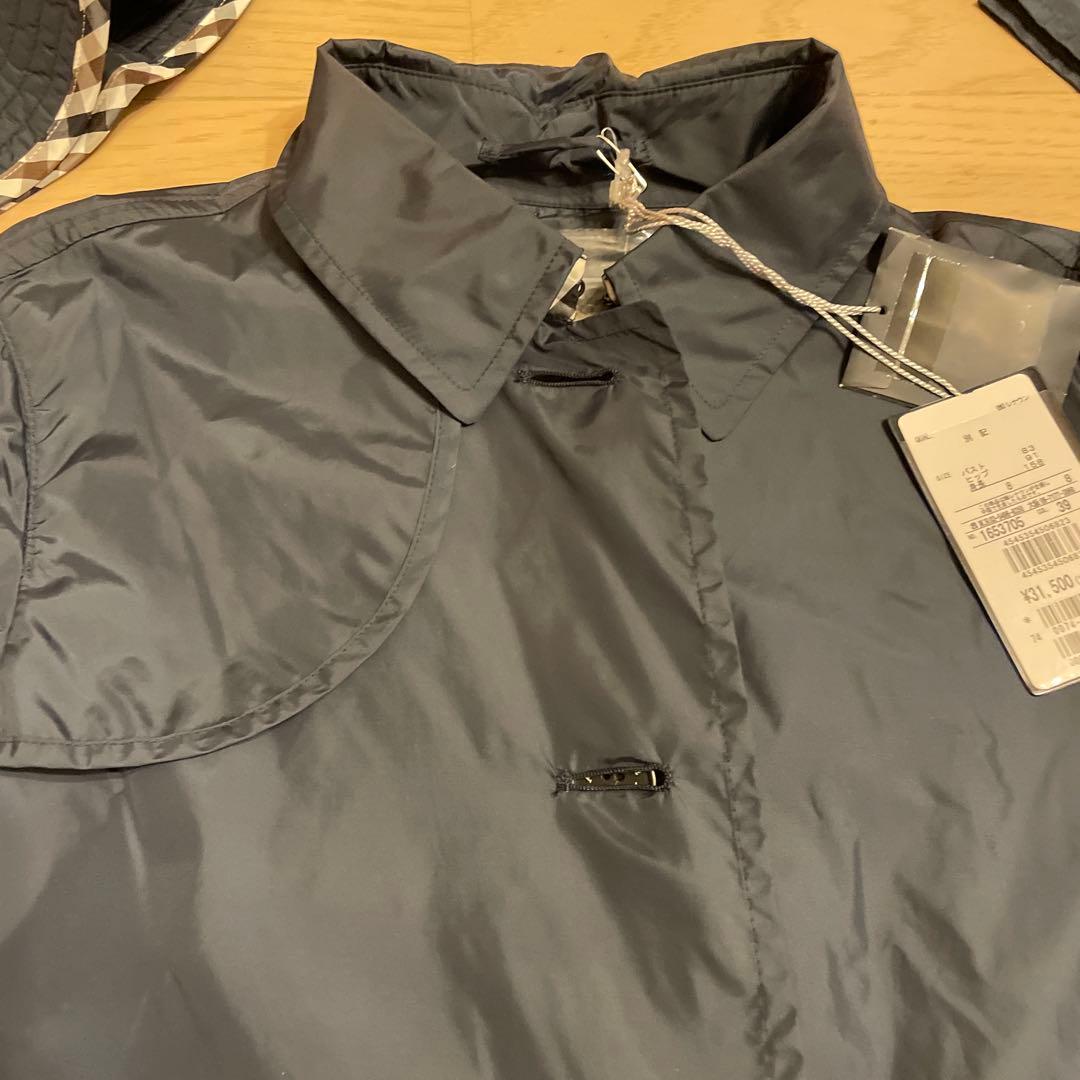 Aquascutum アクアスキュータム 帽子付きレインコート ネイビー 8