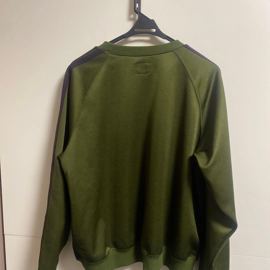 Needles パピヨン刺繍 サイドライン クルーネックスウェット オリーブ S