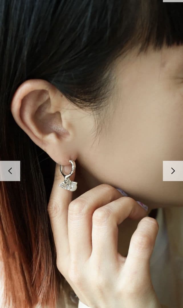 e.m. シルバー ピアス フープピアス パール ジルコニア 片方