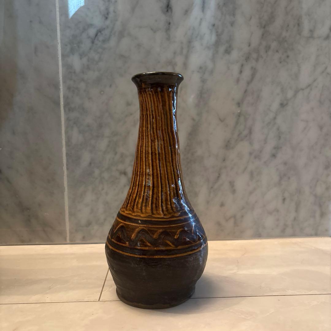 民藝 美しいお色と刷毛目模様が芸術的な小鹿田焼の花瓶