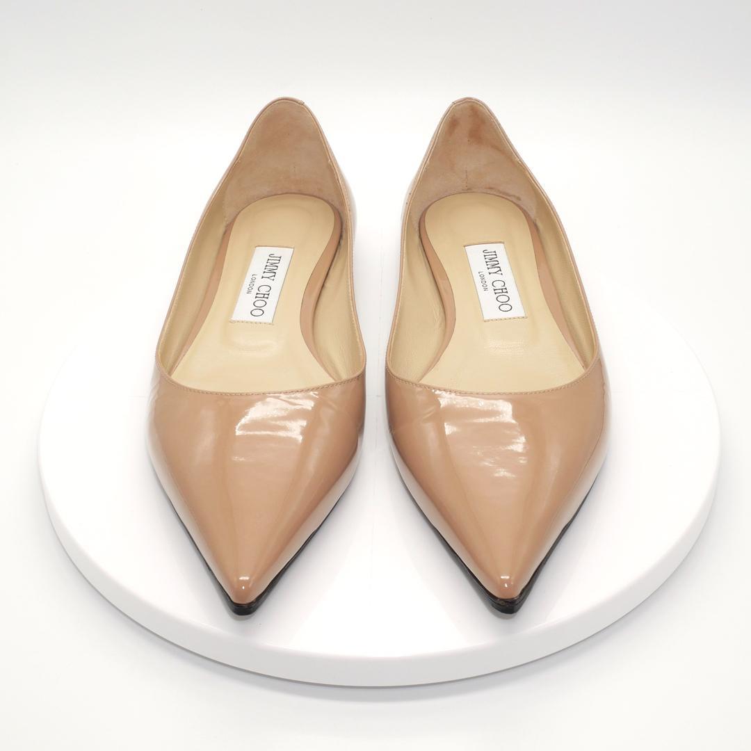 37.5　JIMMY CHOO　ジミーチュウ　フラット　ベージュ　ゴールドロゴ