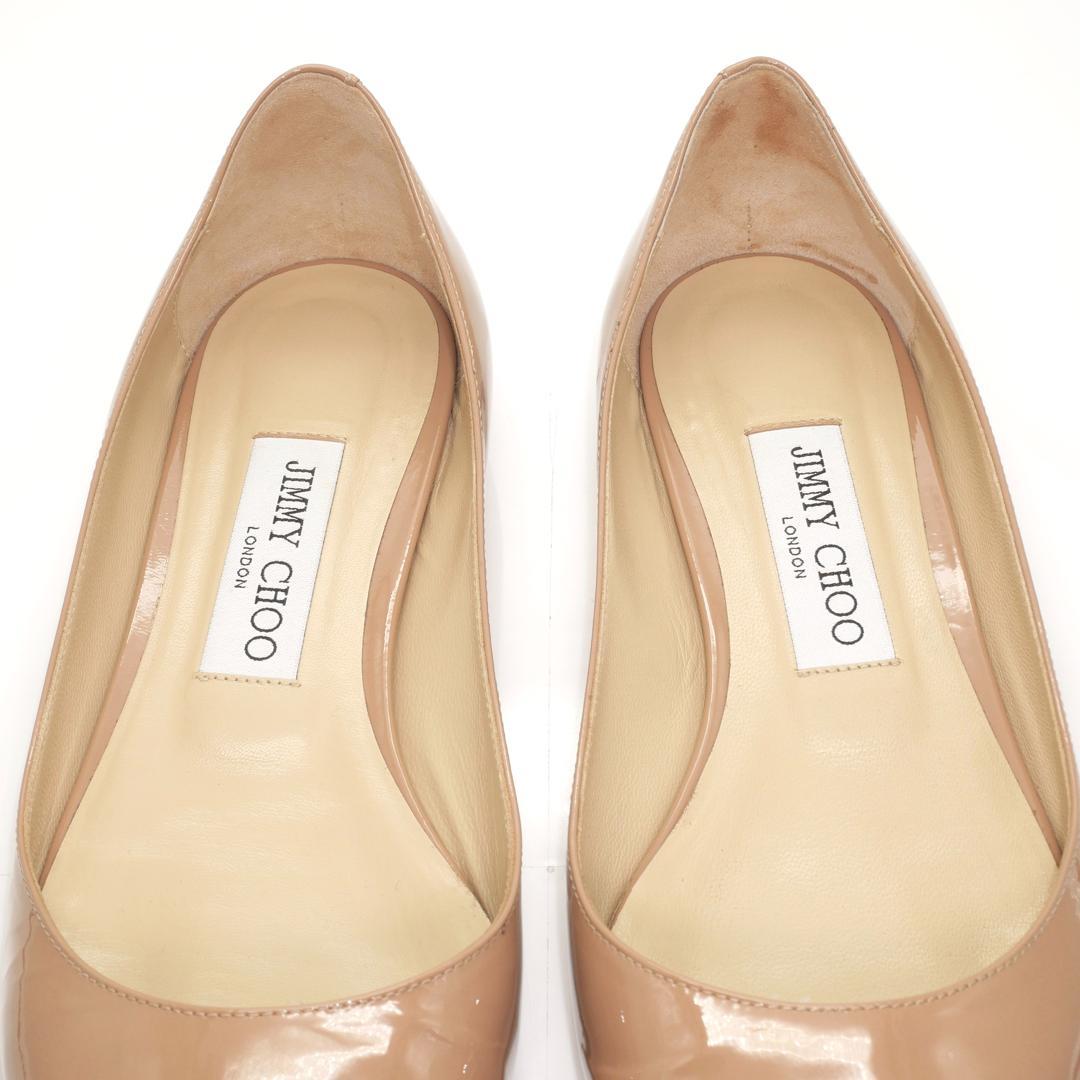 37.5　JIMMY CHOO　ジミーチュウ　フラット　ベージュ　ゴールドロゴ