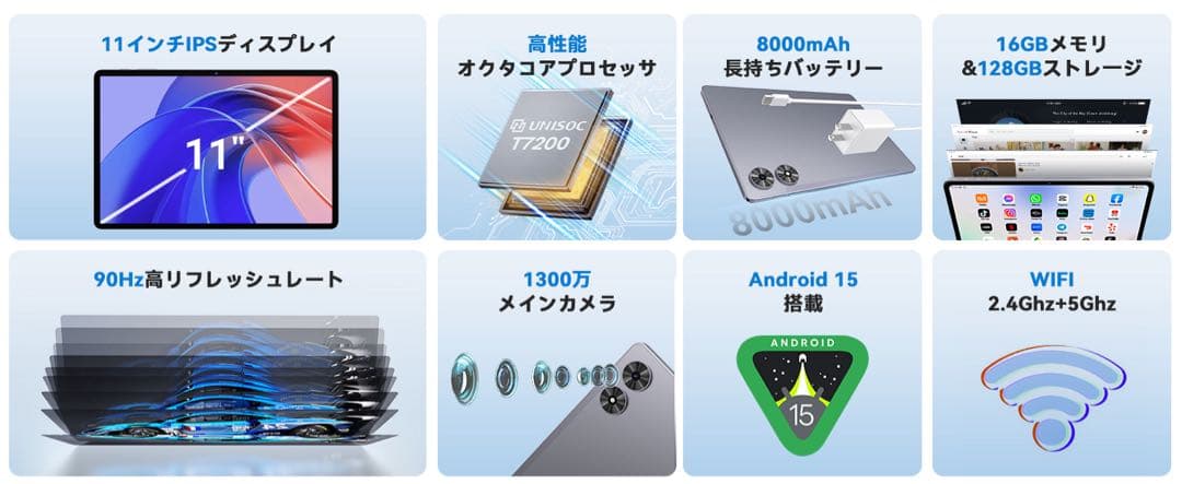 タブレット11インチ⭕️Android 15⭕️ 16GB+128GB+1TB