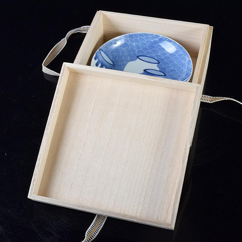 鍋島焼　藍鍋島　七壷文　五寸皿　時代箱付　V　R8047