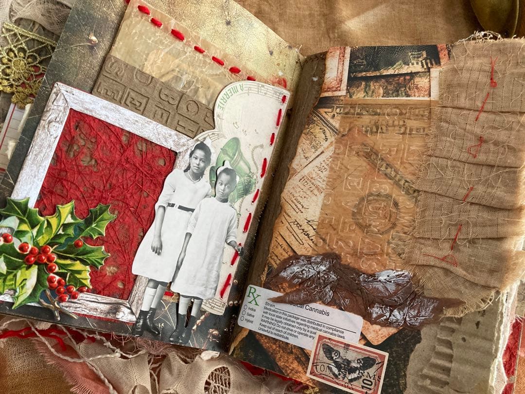 Xmasセット　ジャンクジャーナル　ティムホルツ　エンボスペーパー　インド刺繍