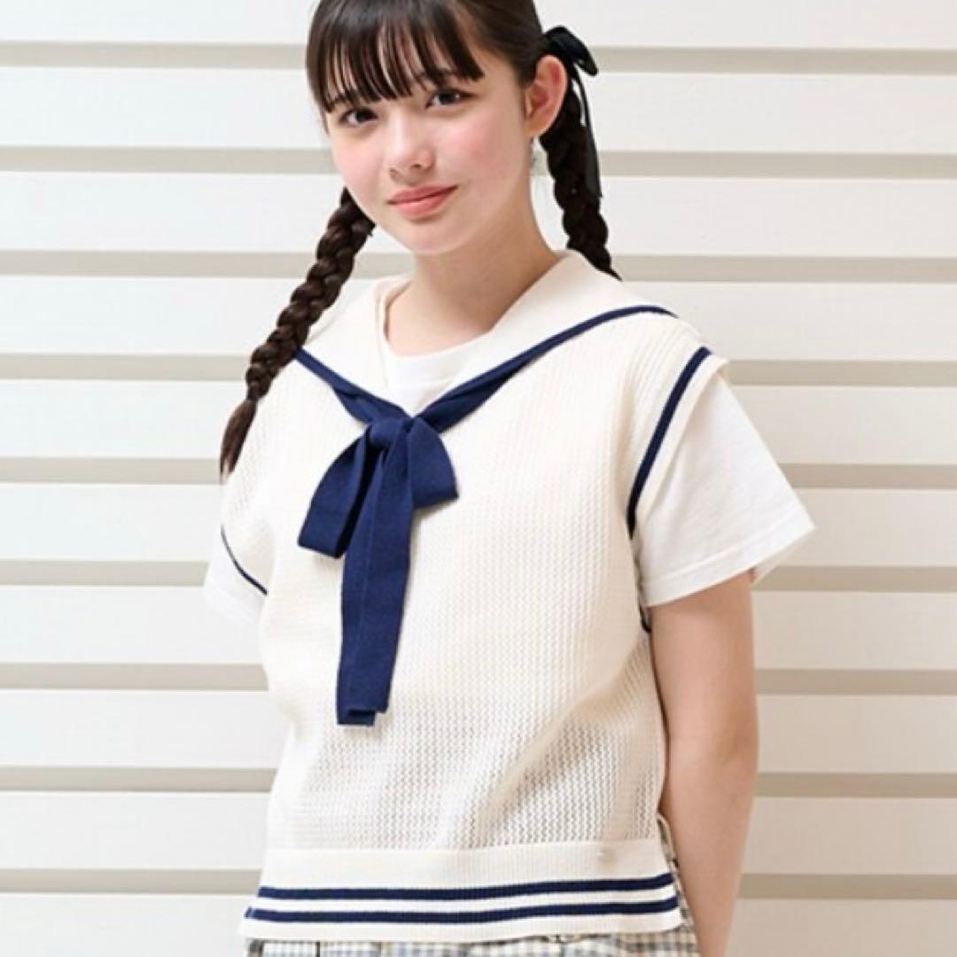 メゾピアノジュニア　メッシュセーラーベスト＆Tシャツセット　140