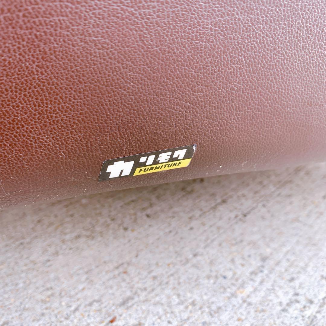 【送料無料】Karimoku カリモク レザー 1人掛けソファ 昭和レトロ 茶③