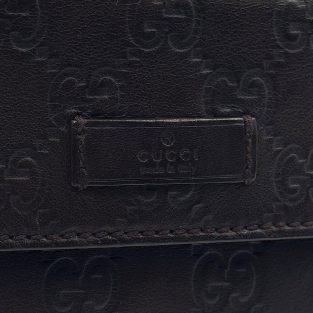 【美品】GUCCI グッチ　ボディバッグ　ウエストバッグ　GG　シマレザー