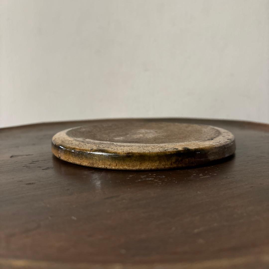 古瀬戸　織部釉行灯皿 行燈皿　石皿　古民芸　美濃　古美術　唐津　検:李朝白洲正子
