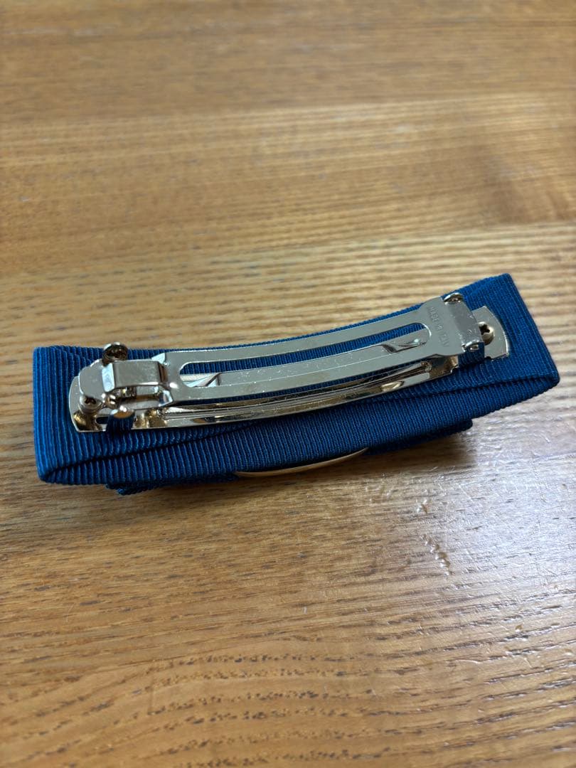 【美品】フェラガモ　ブルー系リボン　バレッタ