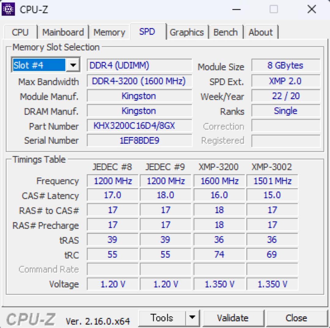 DDR4 3200MHz 16GB (2x8GB) メモリー