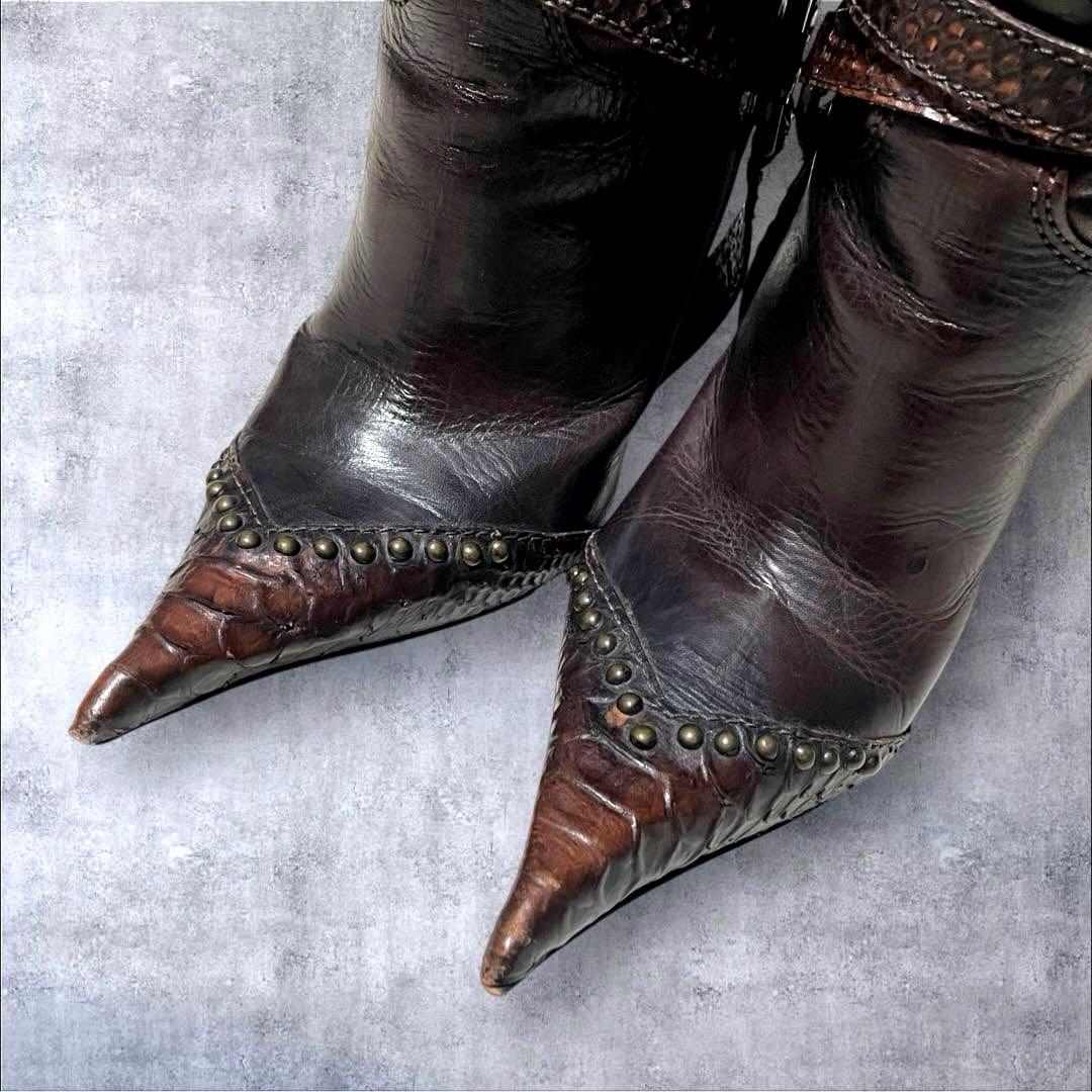 靴 00s y2k archive rosebud leather boots