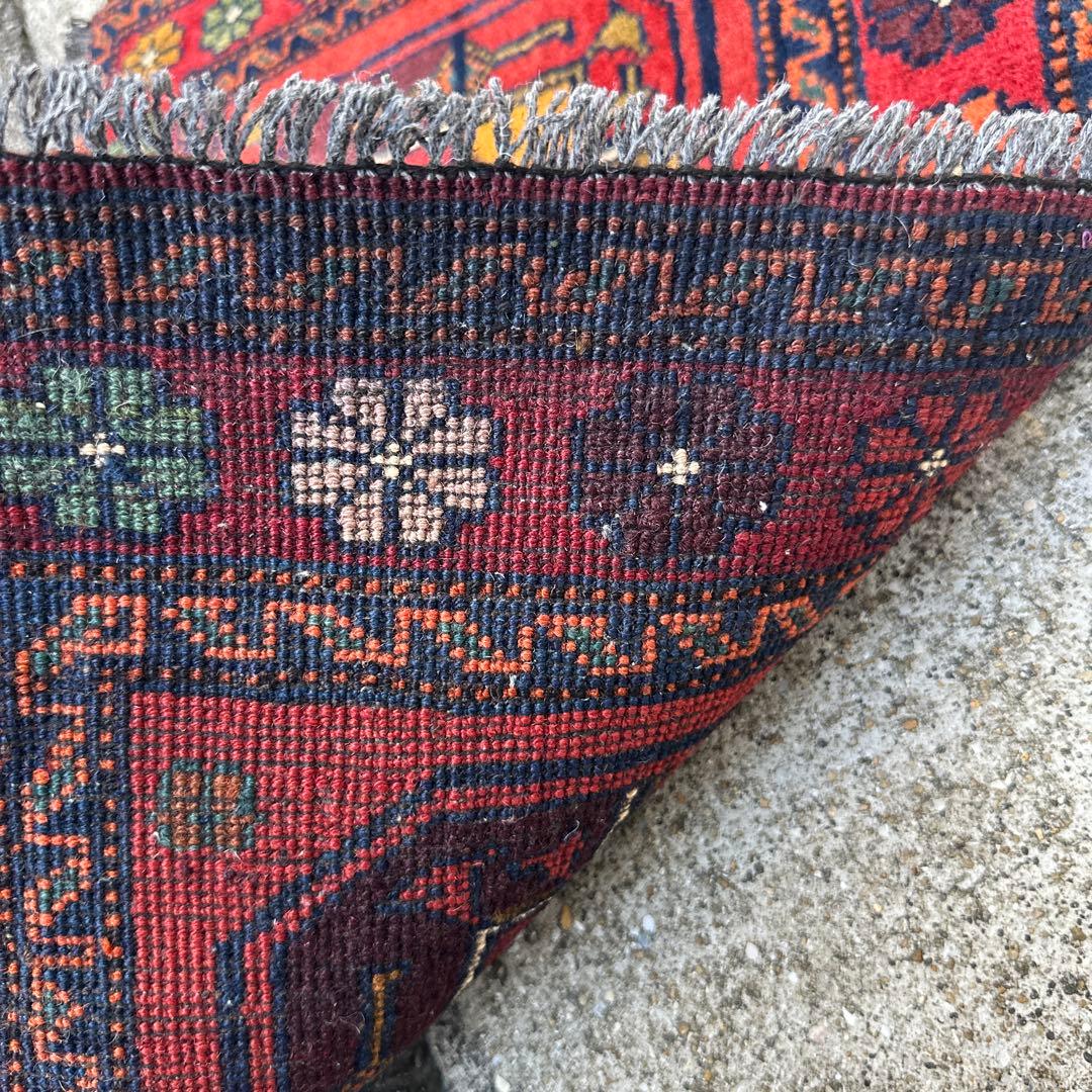 74cmx47cmバルラグ手織り絨毯ヴィンテージ ラグトルクメンラグ