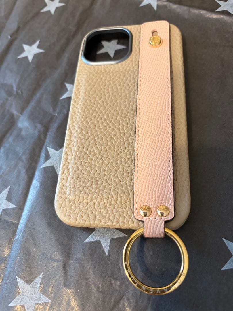 ボナベンチュラ♡iPhone15ケース♡美品♡グレージュ×シェル
