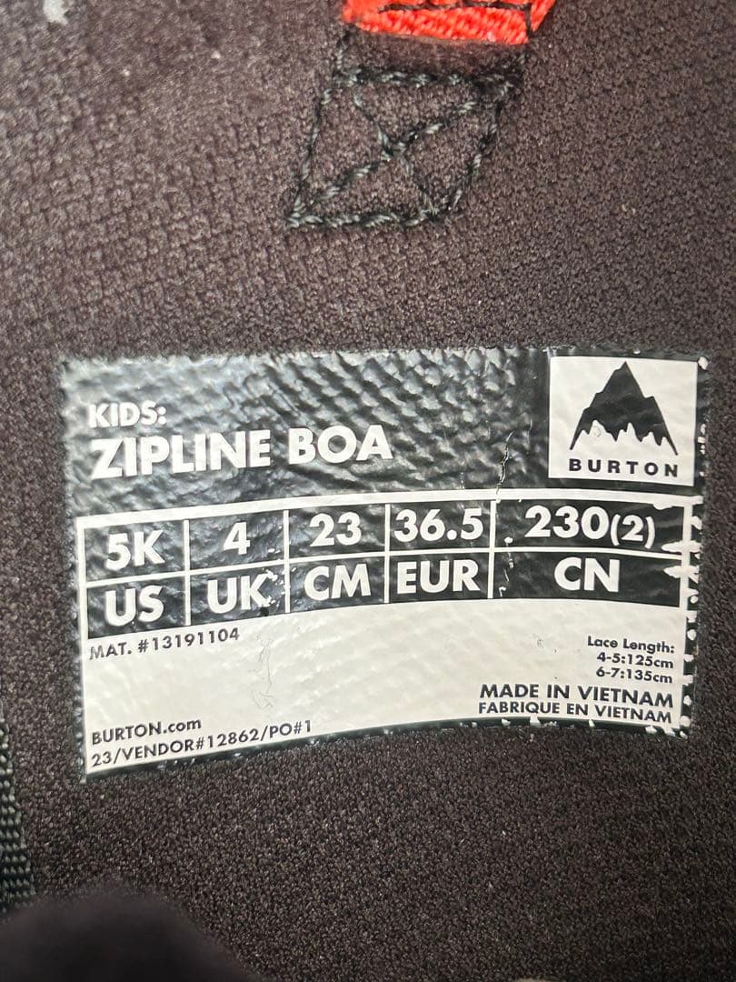 ZIPLINE スノーボードブーツ 子ども用 ブラック/レッドsize23センチ