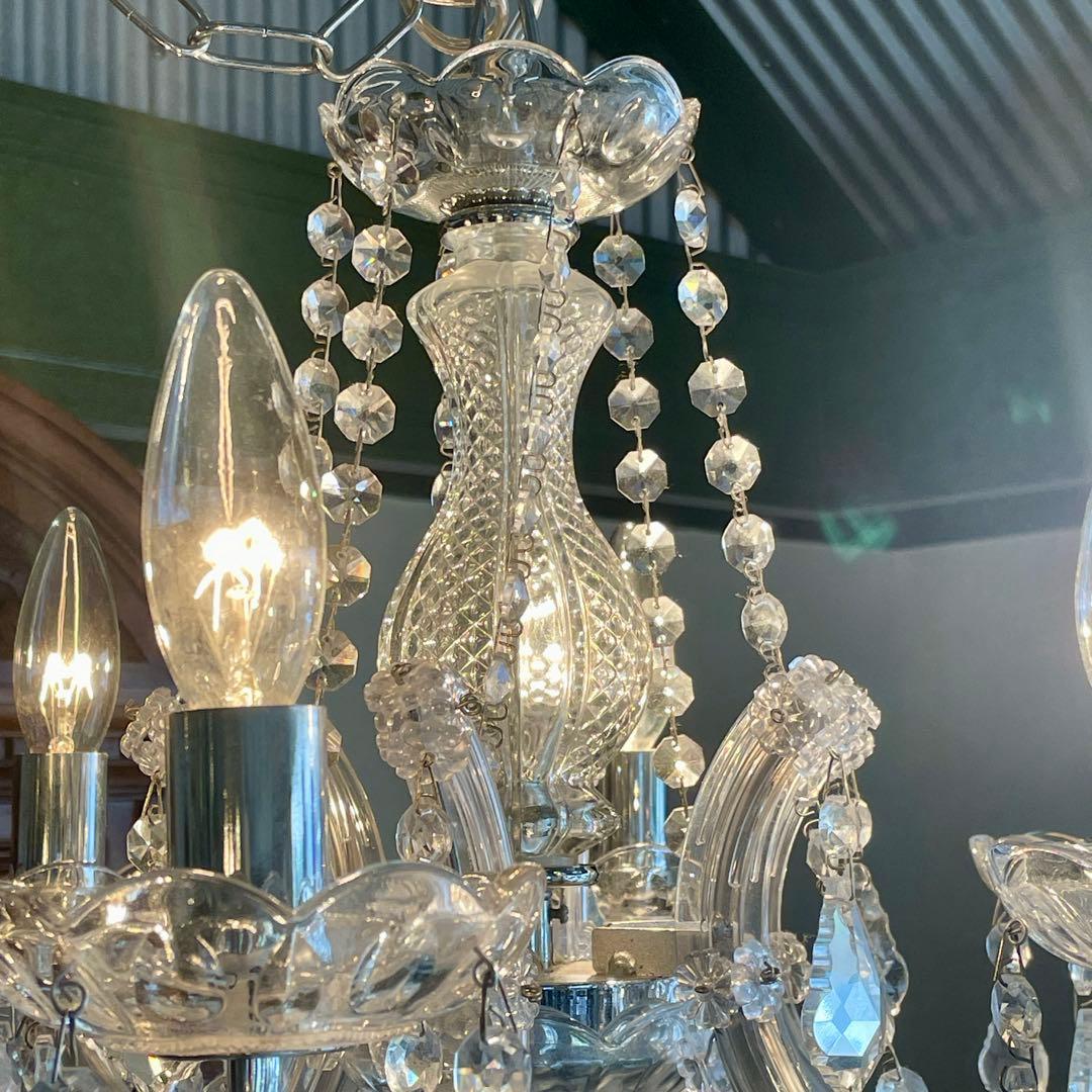 r196 エレガントなクリスタルガラス 6灯 シャンデリア