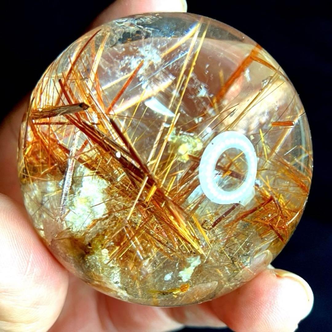 TAKU　50mm ゴールドタイチンルチルクォーツ　丸玉　スフィア