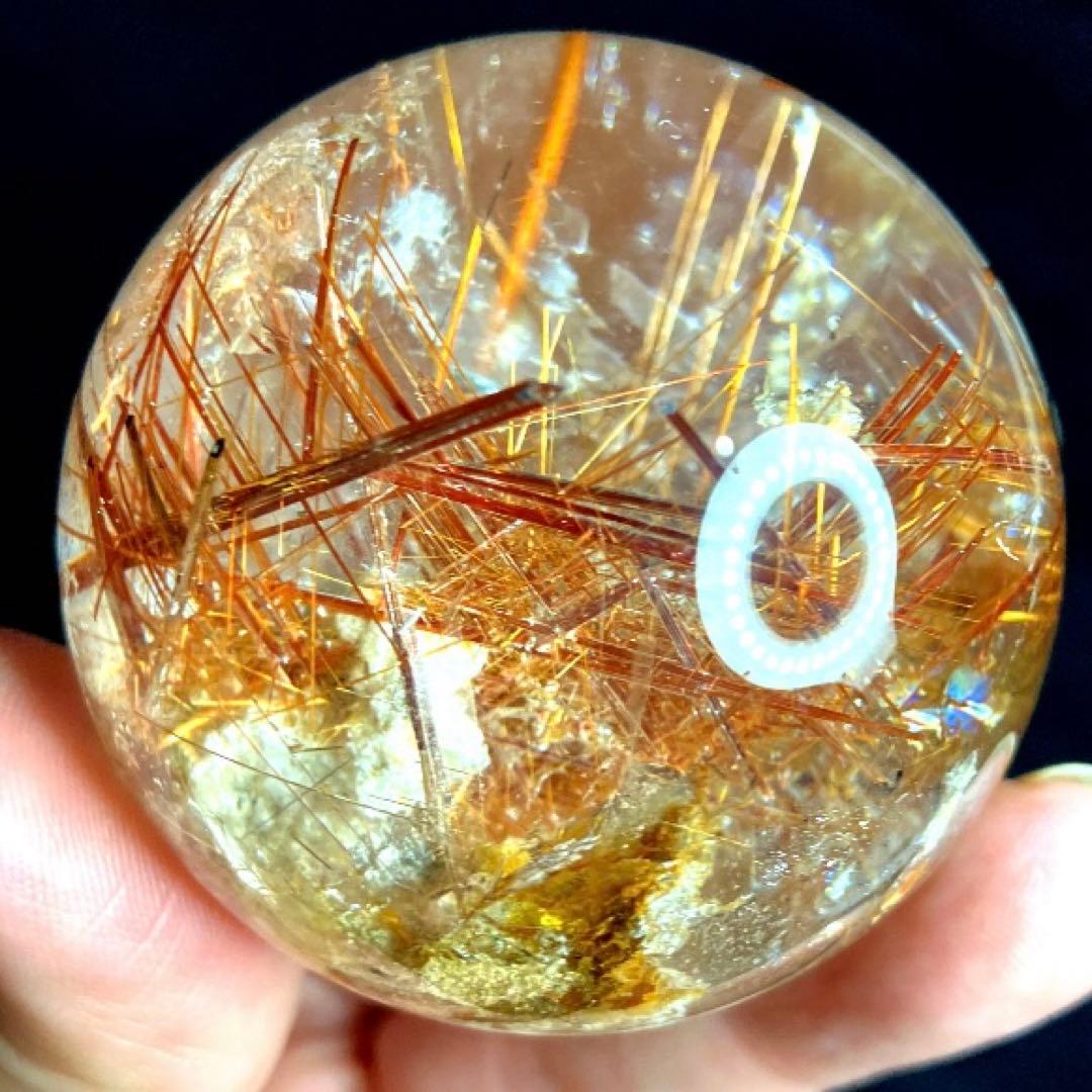 TAKU　50mm ゴールドタイチンルチルクォーツ　丸玉　スフィア