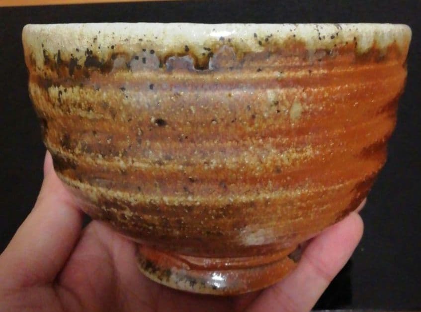 今井理桂作　津軽烏城焼　自然釉　茶碗　共箱　共布　茶道具