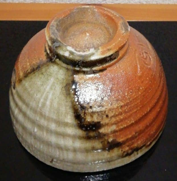 今井理桂作　津軽烏城焼　自然釉　茶碗　共箱　共布　茶道具