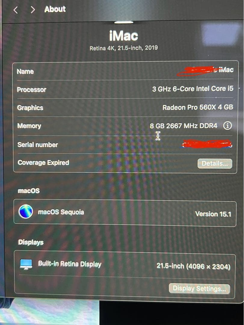Macデスクトップ Apple iMac Retina 4K 21.5 2019 SSD 500GB