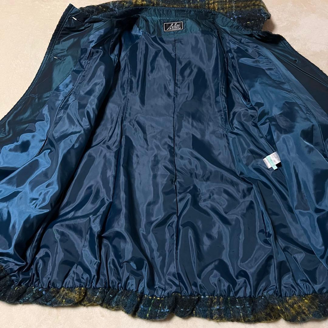 美品✨エイココンドウ　42 ウール　チェック　異素材　コート