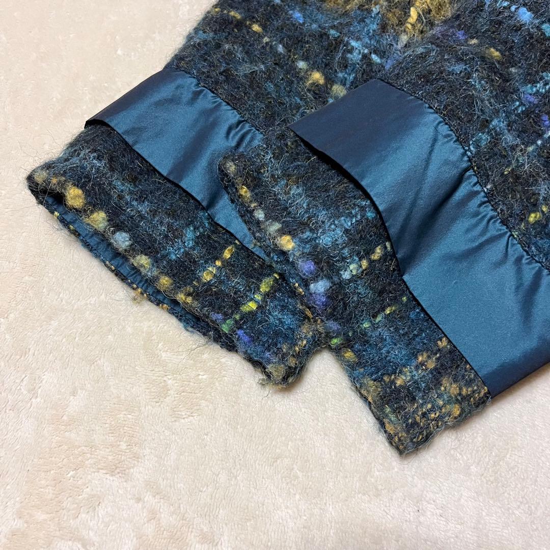 美品✨エイココンドウ　42 ウール　チェック　異素材　コート