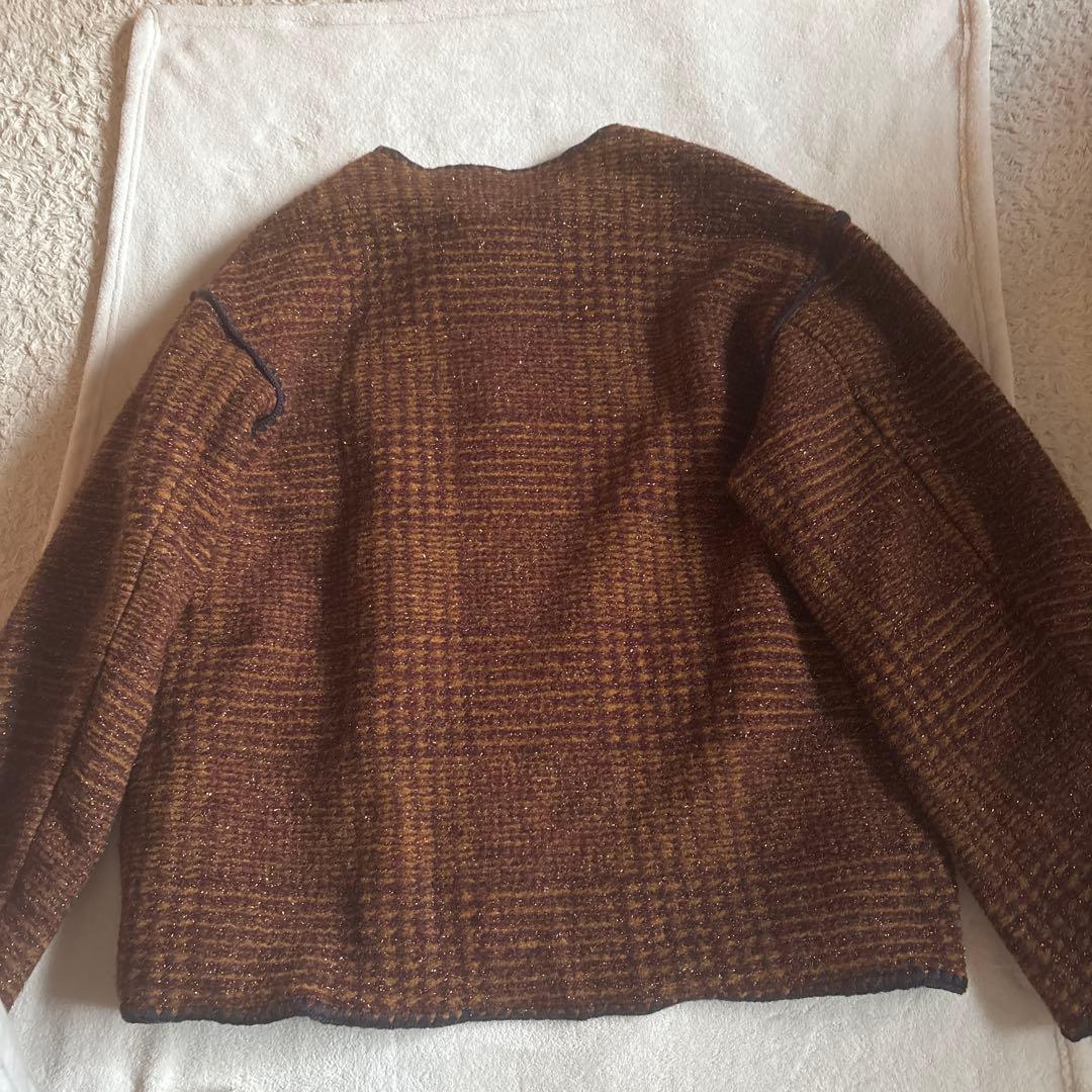 タグ付き　MACPHEE チェックスパーク　ノーカラージャケット　36