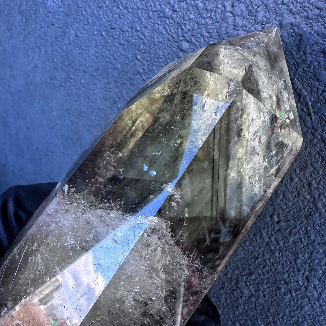 【開運 魔除】巨大❗️ファントムレインボー煙水晶スモーキーシトリン六角柱A1187