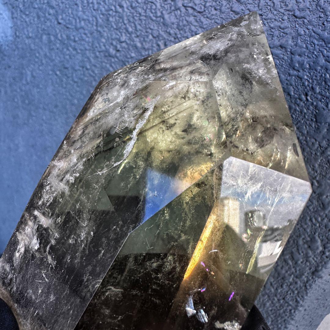 【開運 魔除】巨大❗️ファントムレインボー煙水晶スモーキーシトリン六角柱A1187