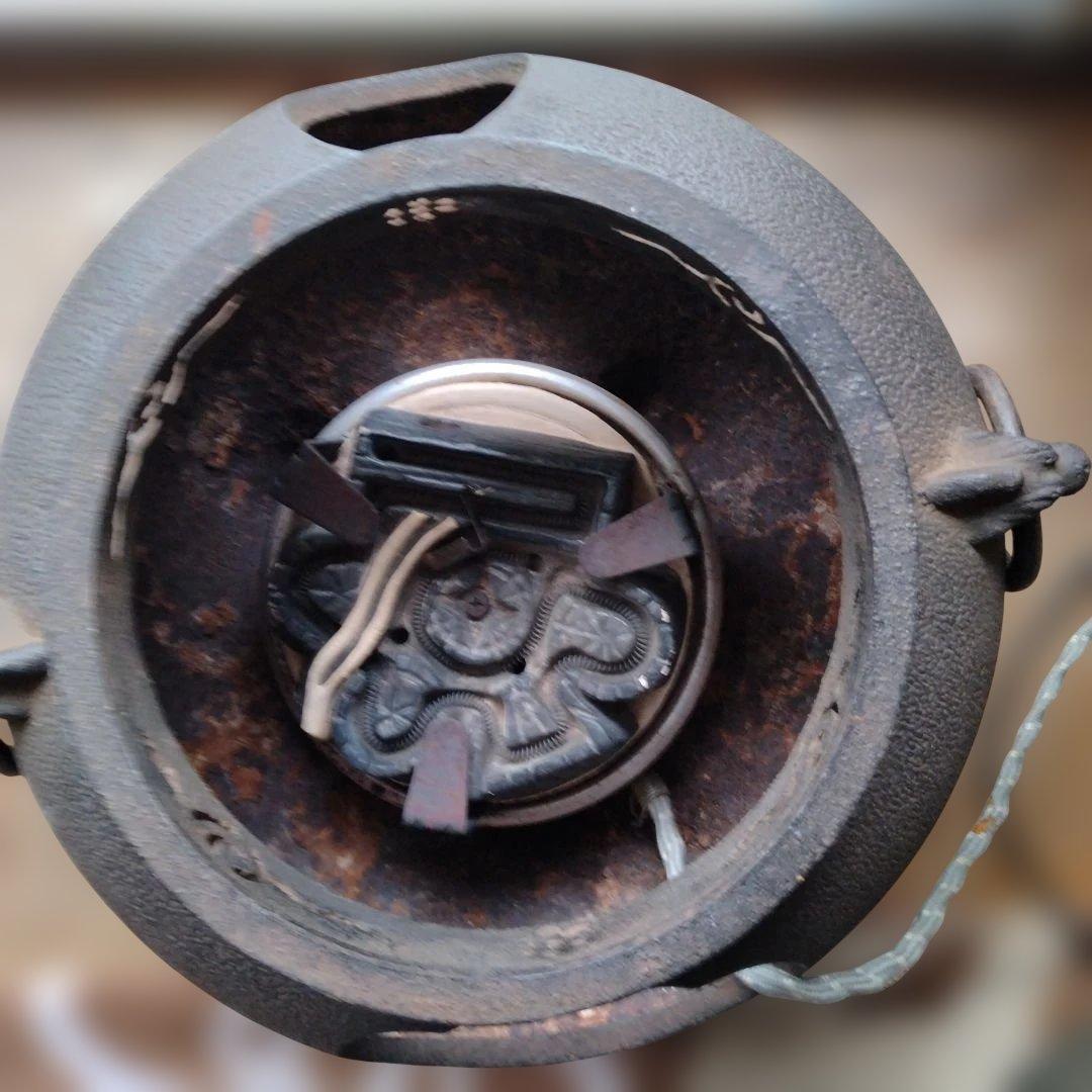 鉄製 朝鮮茶釜 蓋付き 風炉電熱器　敷板セット