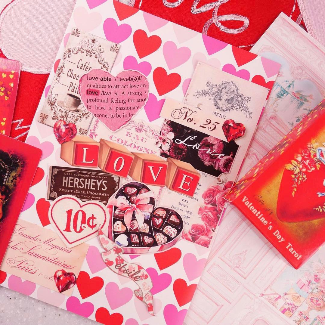 バレンタイン♡選べるデザペ　コラージュ　おすそ分けファイル　A4デザインペーパー