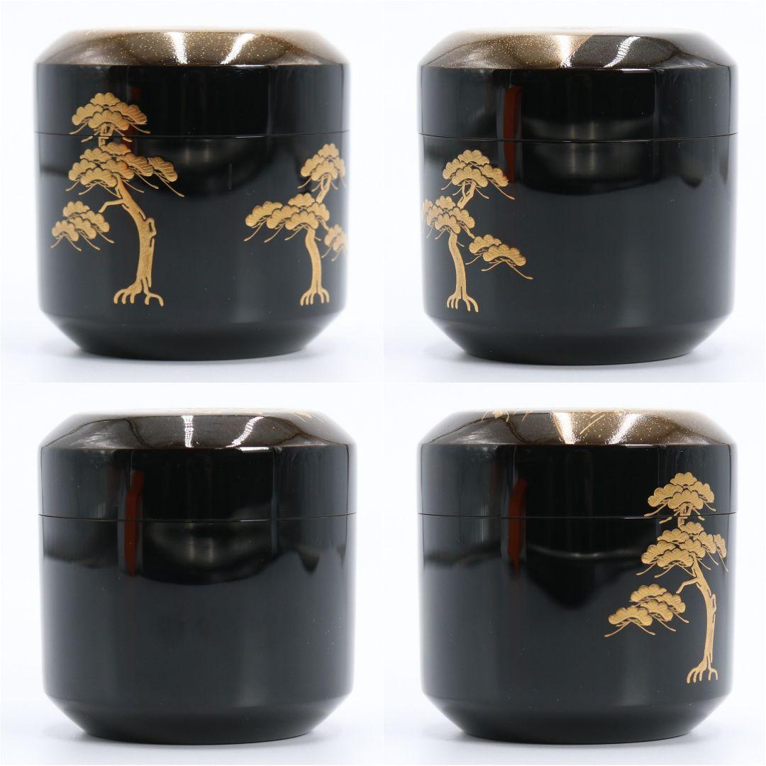 北浜風月作 塩釜蒔絵雪吹 棗 輪島塗 金蒔絵 共箱 茶道具　SC82