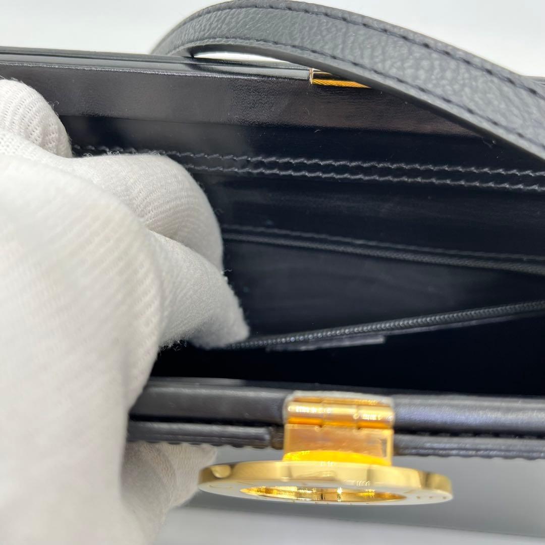 CELINE ショルダーバッグ 斜めがけ サークルロゴ 黒 レザー 保存袋付き