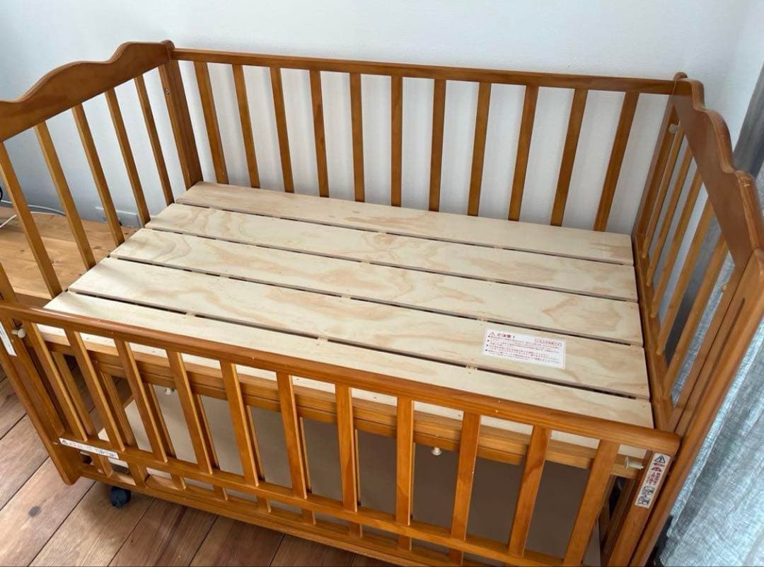 シーツ・防水シーツ付き！　送料込　大和屋　木製　ベビーベッド レギュラー