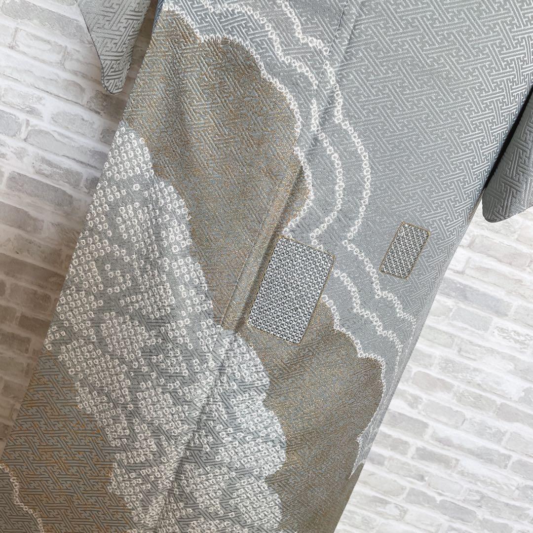 訪問着　フルセット　観世水　鹿の子絞り　金彩　紗綾形地紋　入学式　卒業式　L1