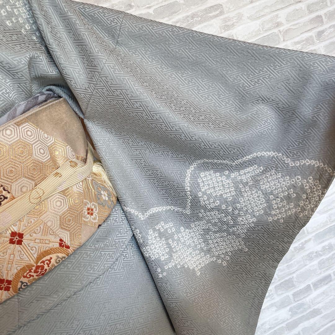 訪問着　フルセット　観世水　鹿の子絞り　金彩　紗綾形地紋　入学式　卒業式　L1