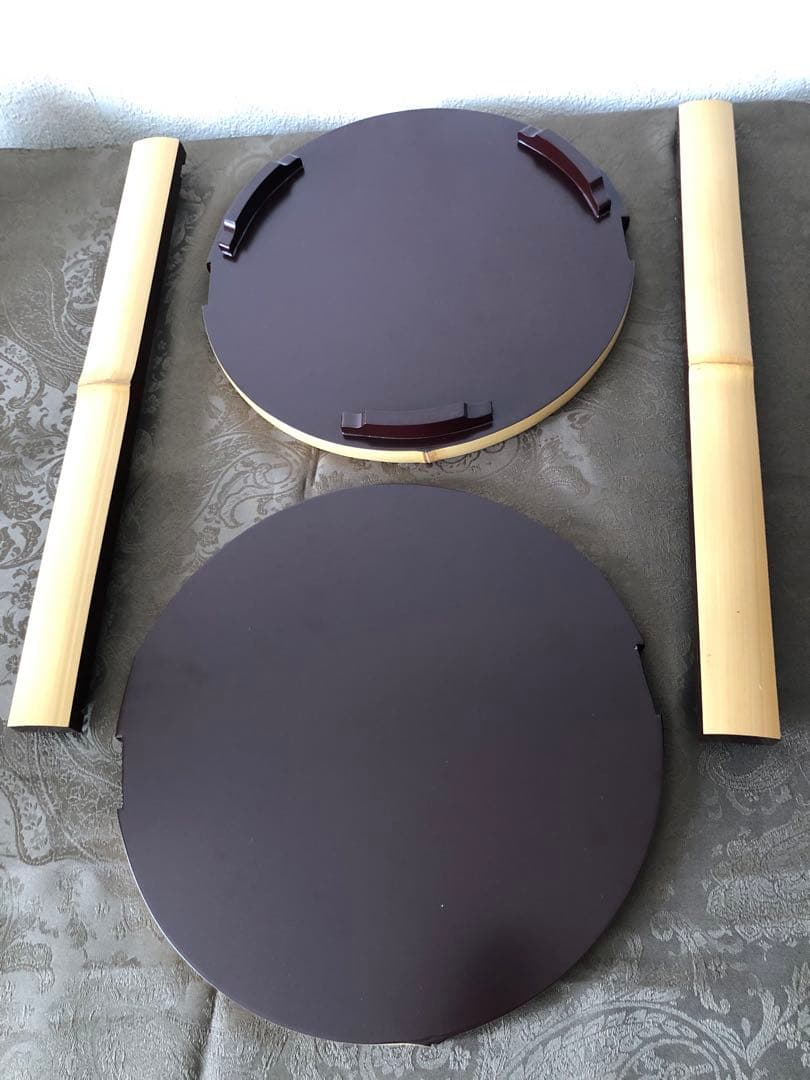 白竹　丸卓　台子　而妙斎好　田原一斎作　組み立て式　茶道具