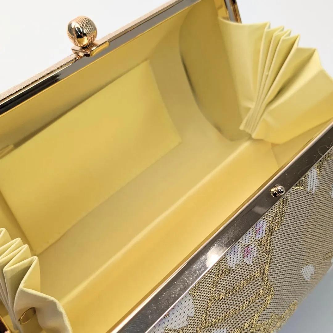 草履バッグセット 振袖 帯地 金 ゴールド 牡丹 フリーサイズ w48-4