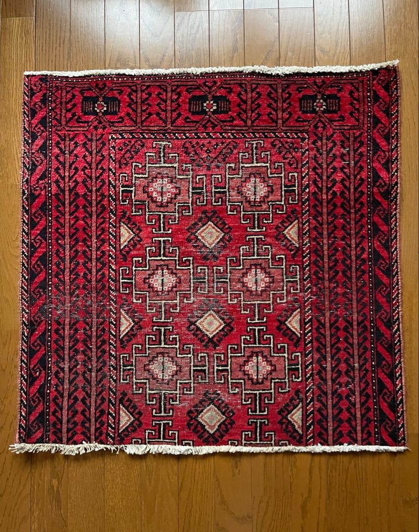 Vintage tribal rug 約80cm×80cmウール トライバル