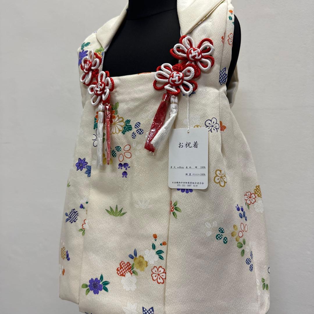 新品 正絹 被布 単品 友禅 手描 薄クリーム地 七五三 被布コート