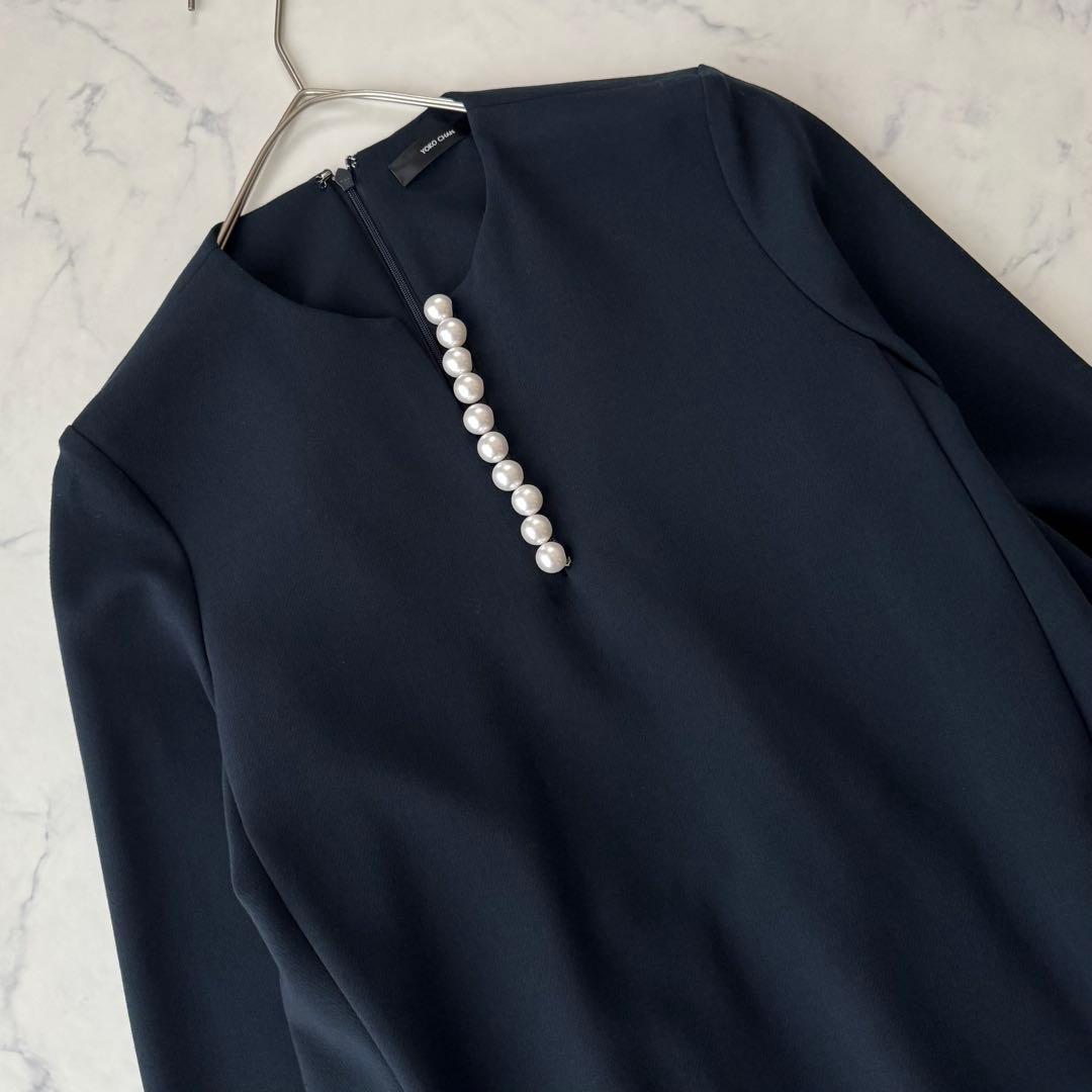 未使用級♡ ヨーコチャン ロングスリーブ バックティアード パールブラウス 36