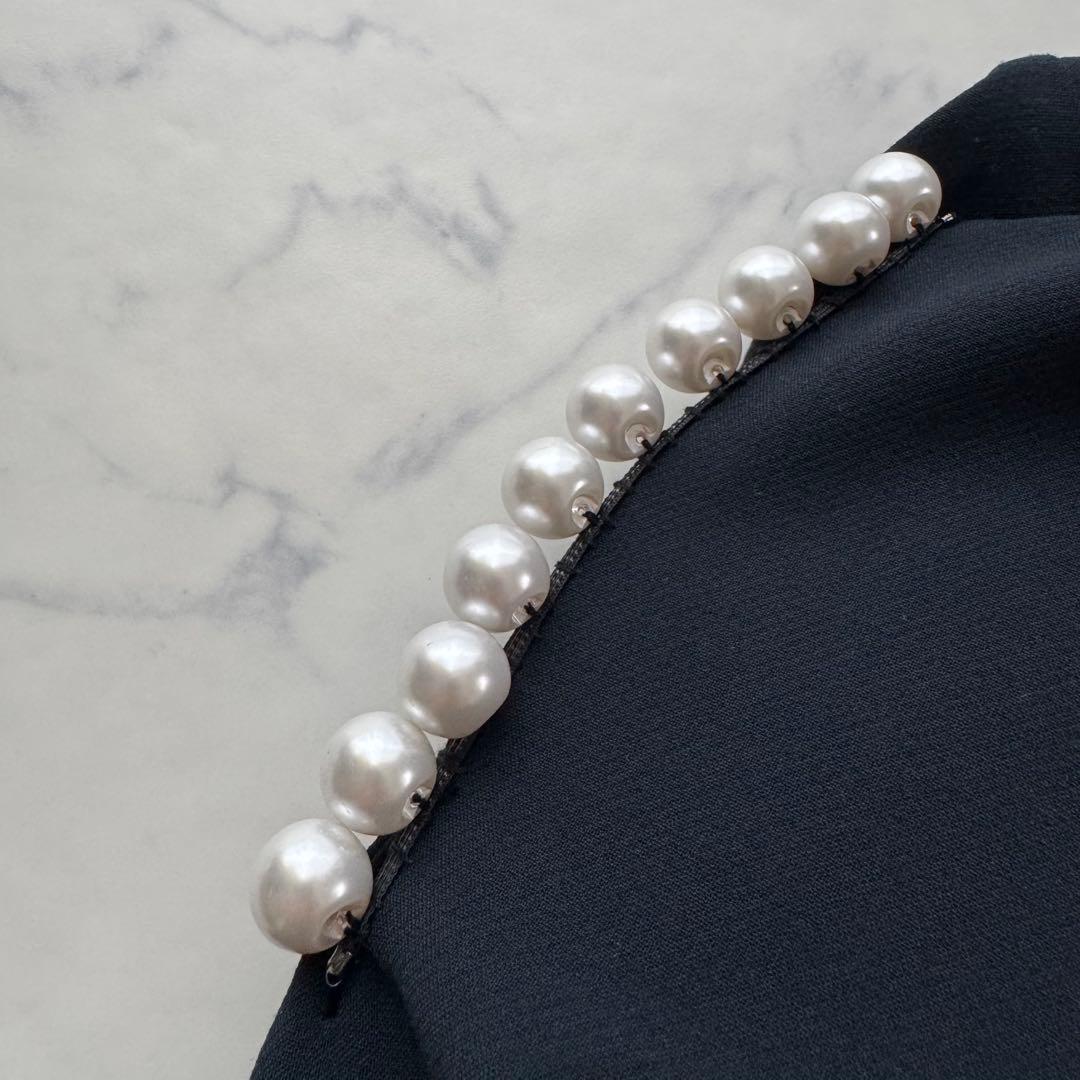 未使用級♡ ヨーコチャン ロングスリーブ バックティアード パールブラウス 36