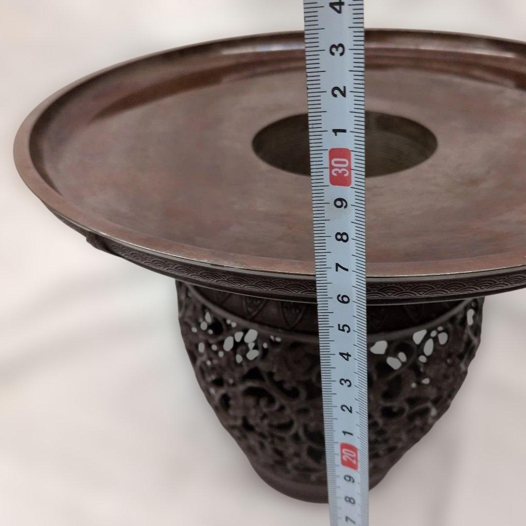 花銅器☆ 唐草透かし　薄端 焼型　唐銅　銅器　花生　薄端