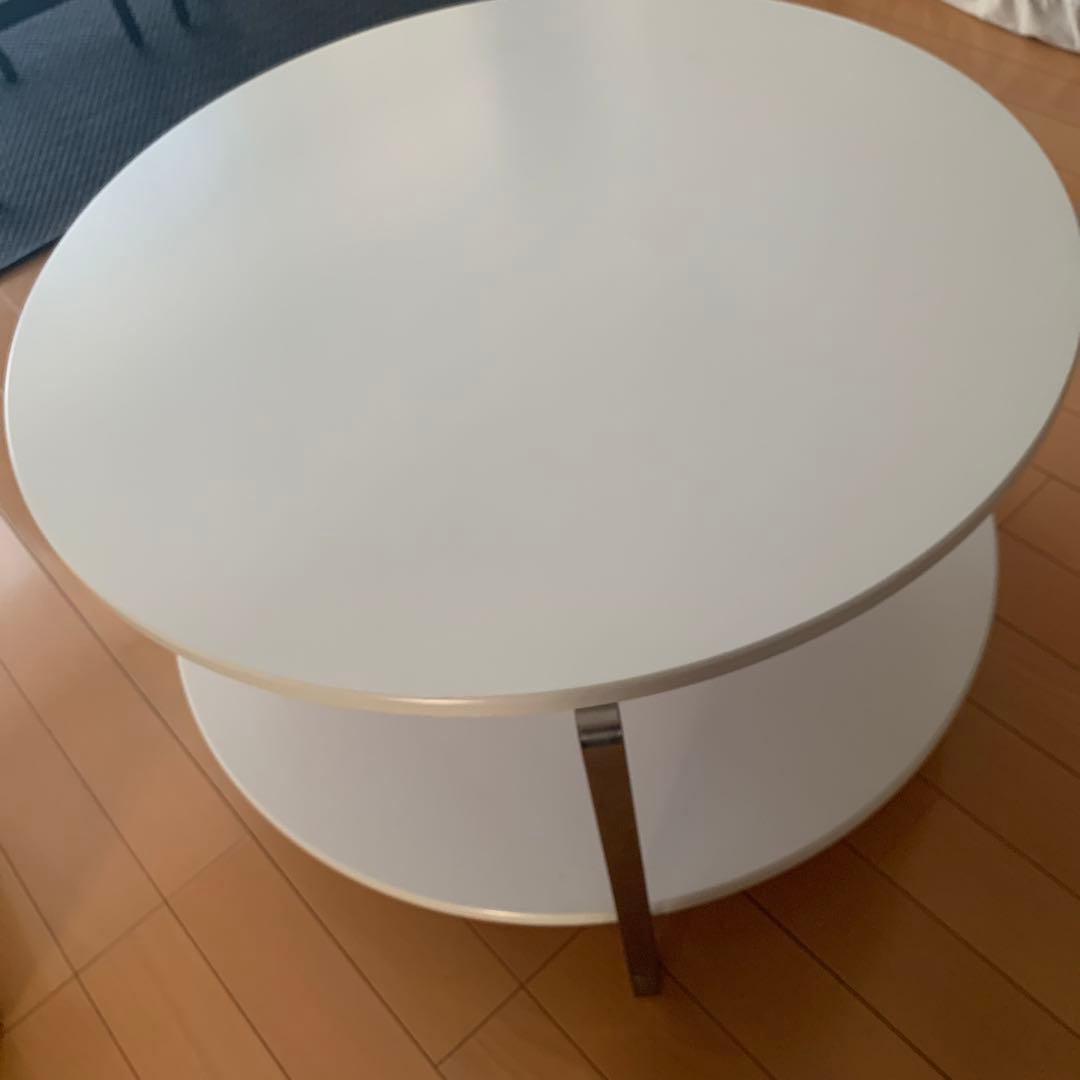 IKEA IMFORS 円形木製コーヒーテーブル 直径80cm 白　ホワイト