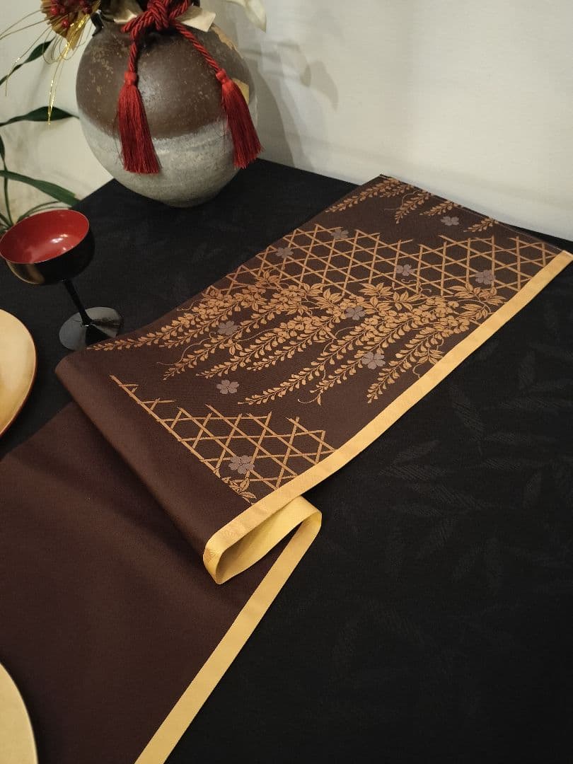 A928★逸品‼️ ひな祭り‼️正絹テーブルランナー2m14cm