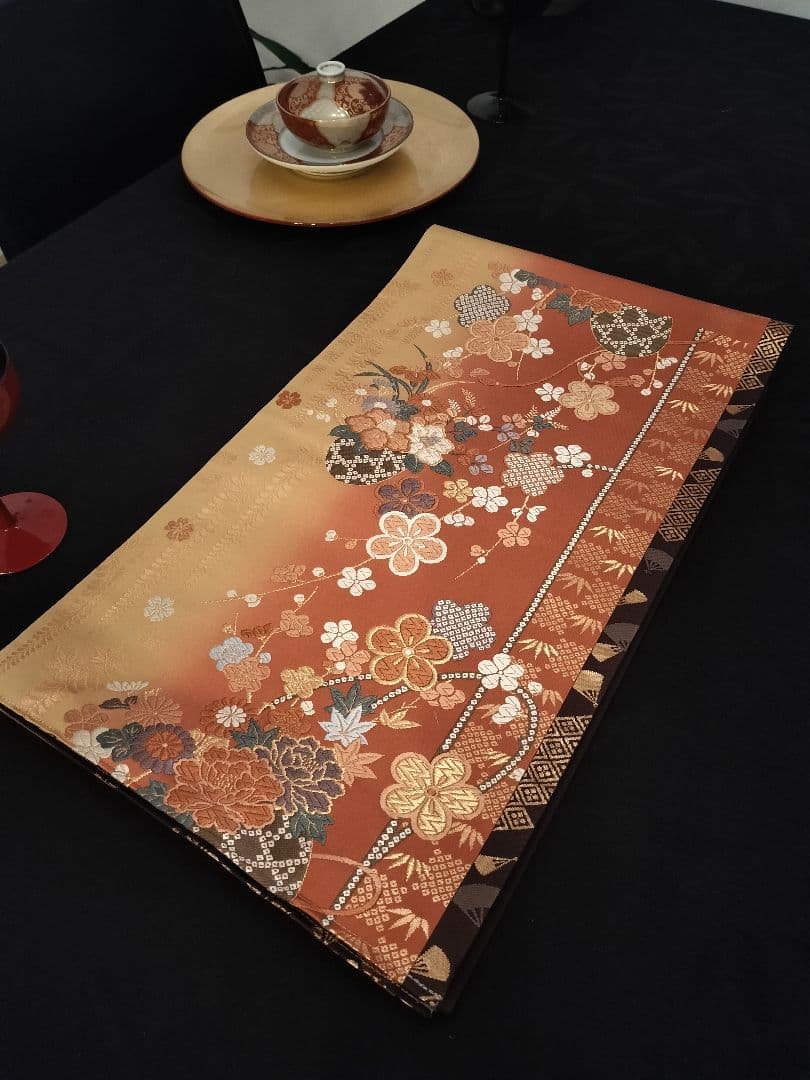 A928★逸品‼️ ひな祭り‼️正絹テーブルランナー2m14cm