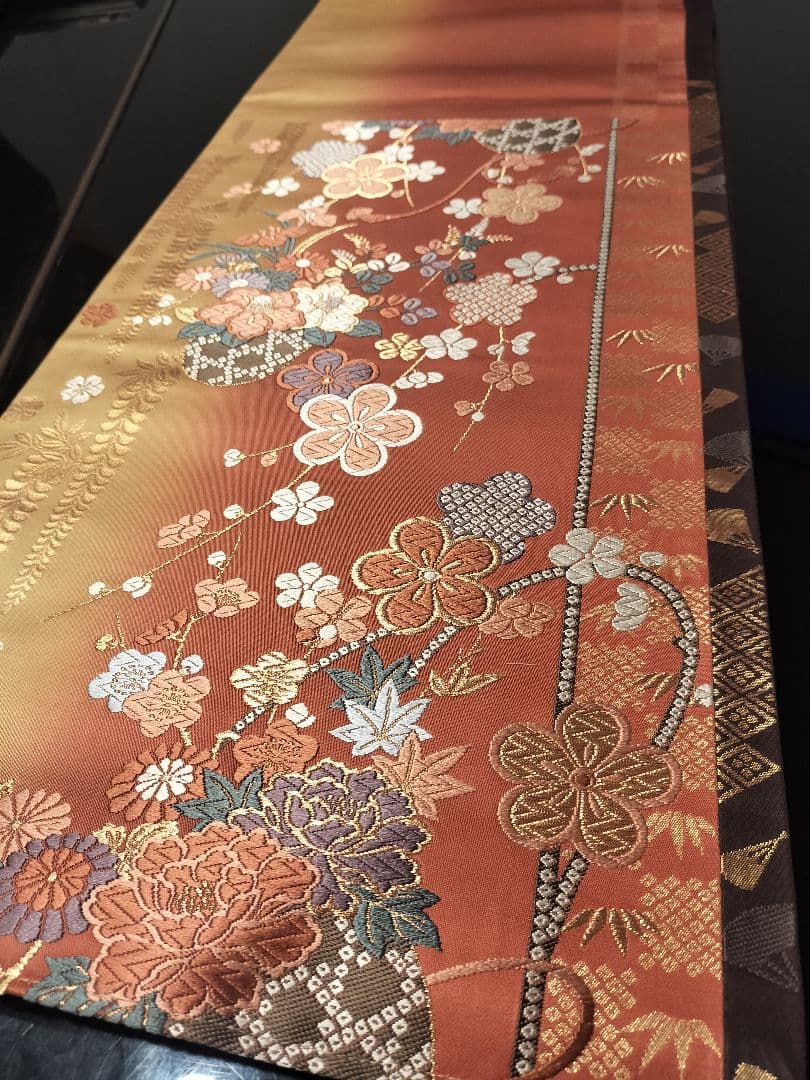 A928★逸品‼️ ひな祭り‼️正絹テーブルランナー2m14cm