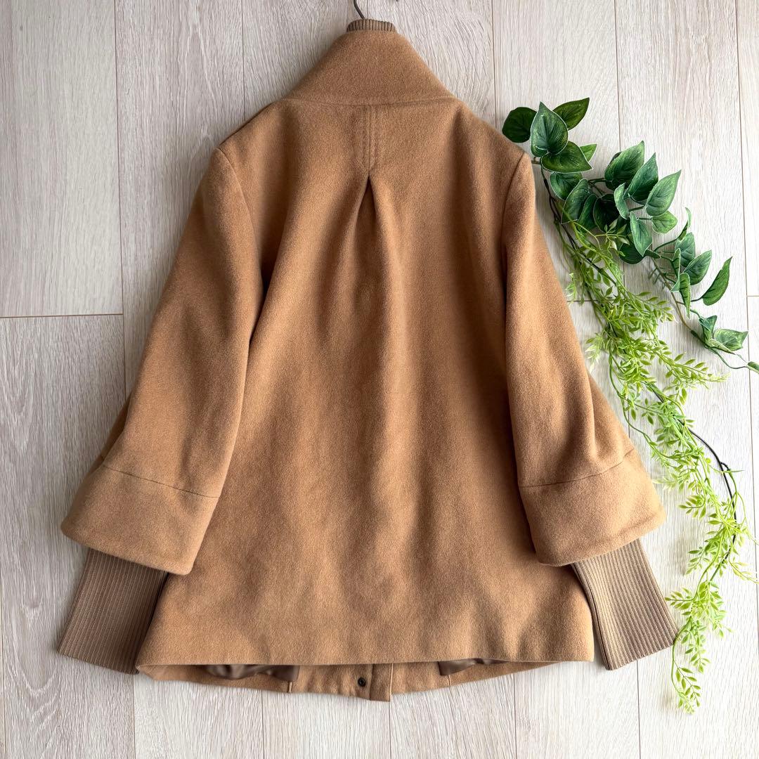 美品 INDIVI インディヴィ コクーン コート ブラウン L 40 ニット袖